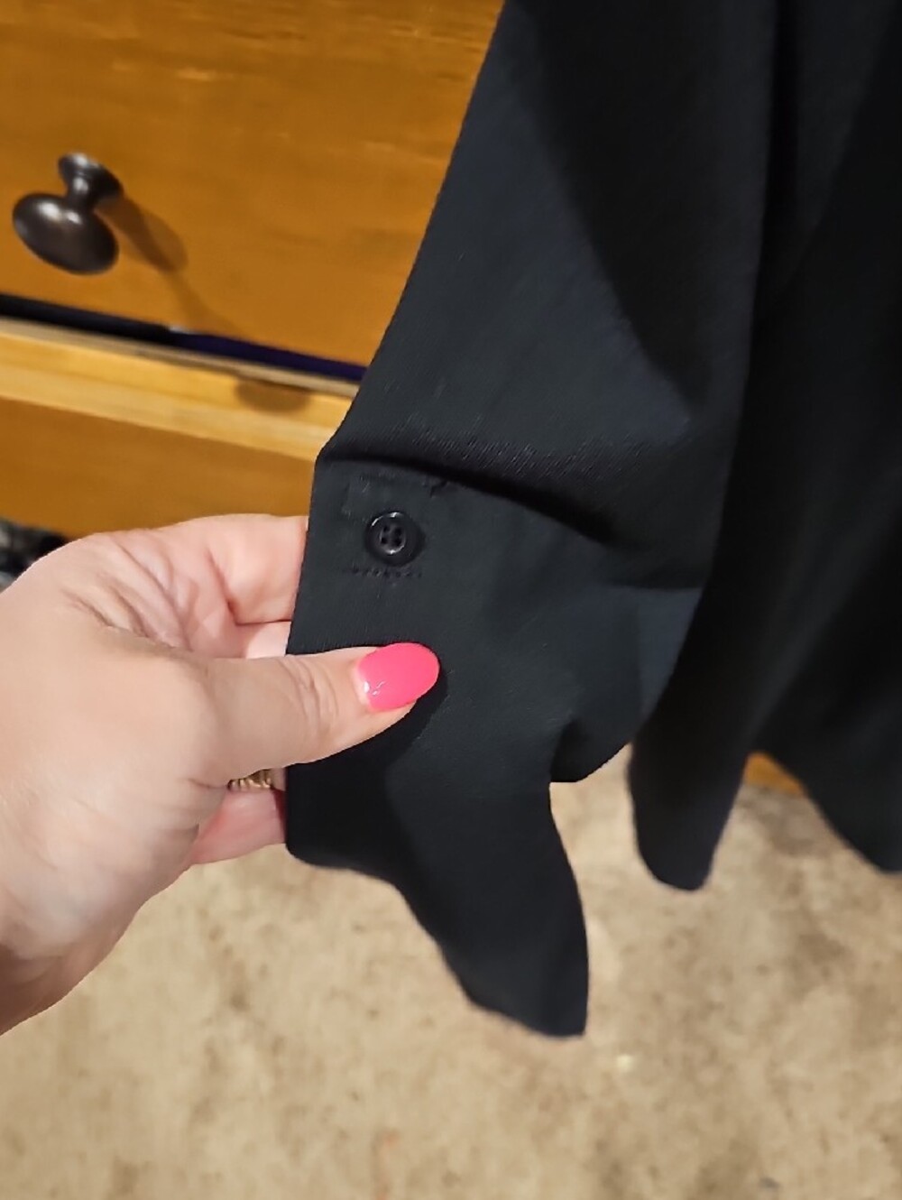 LuLaRoe Black Button-Down Long Sleeve Shirt - Picture 3 of 3